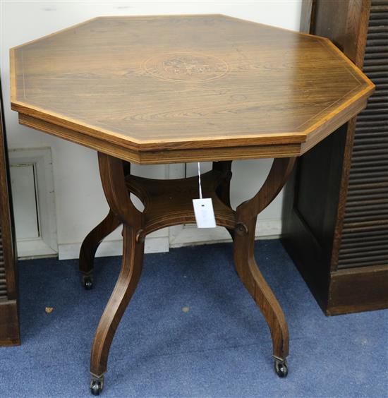 An inlaid rosewood octagonal table W.76.5cm